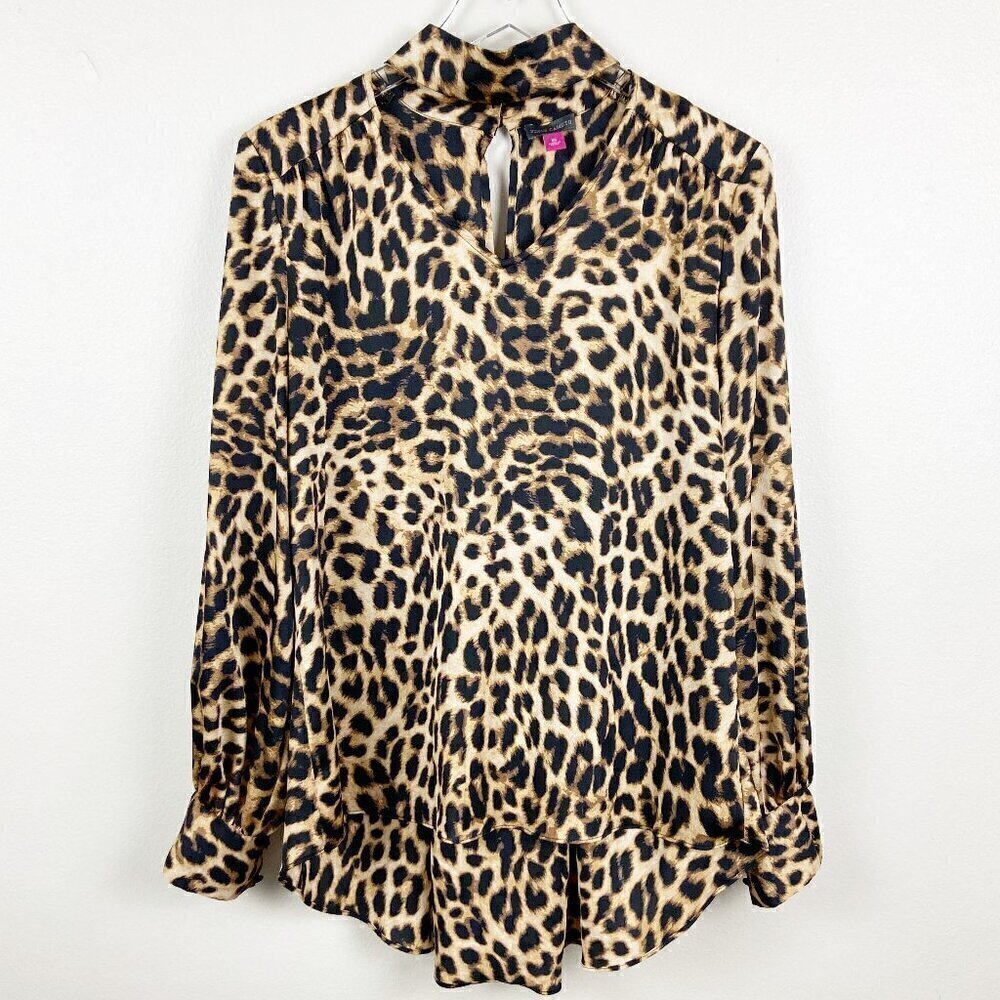 VINCE CAMUTO | Animal Print Choker Neck Style Blouse Long Sleeve Flowy Blouse XS